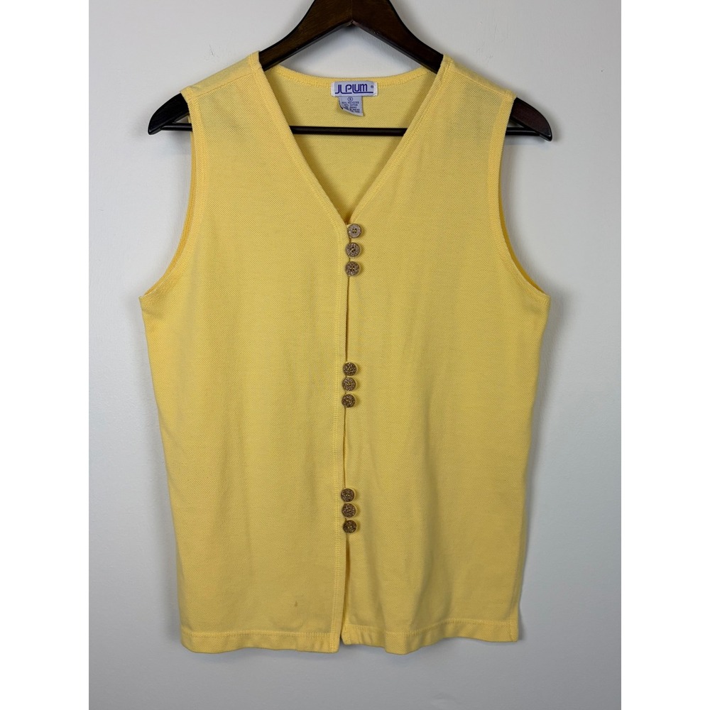 JL Plum Vest Small Butter Yellow Vintage Button‎ Front Textured Knit Teacher